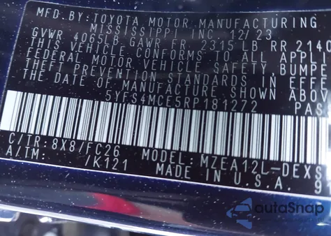 2024 Toyota Corolla Se z USA, uszkodzony, nr VIN 5YFS4MCE5RP181272